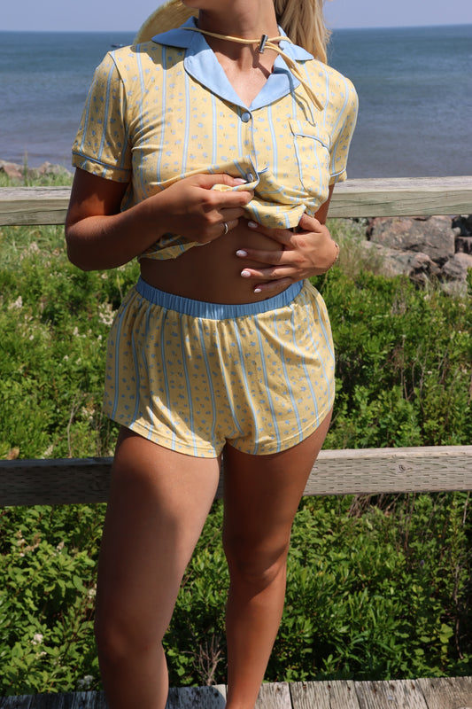 Short sleeve luxury sleepwear set - The Marguerite