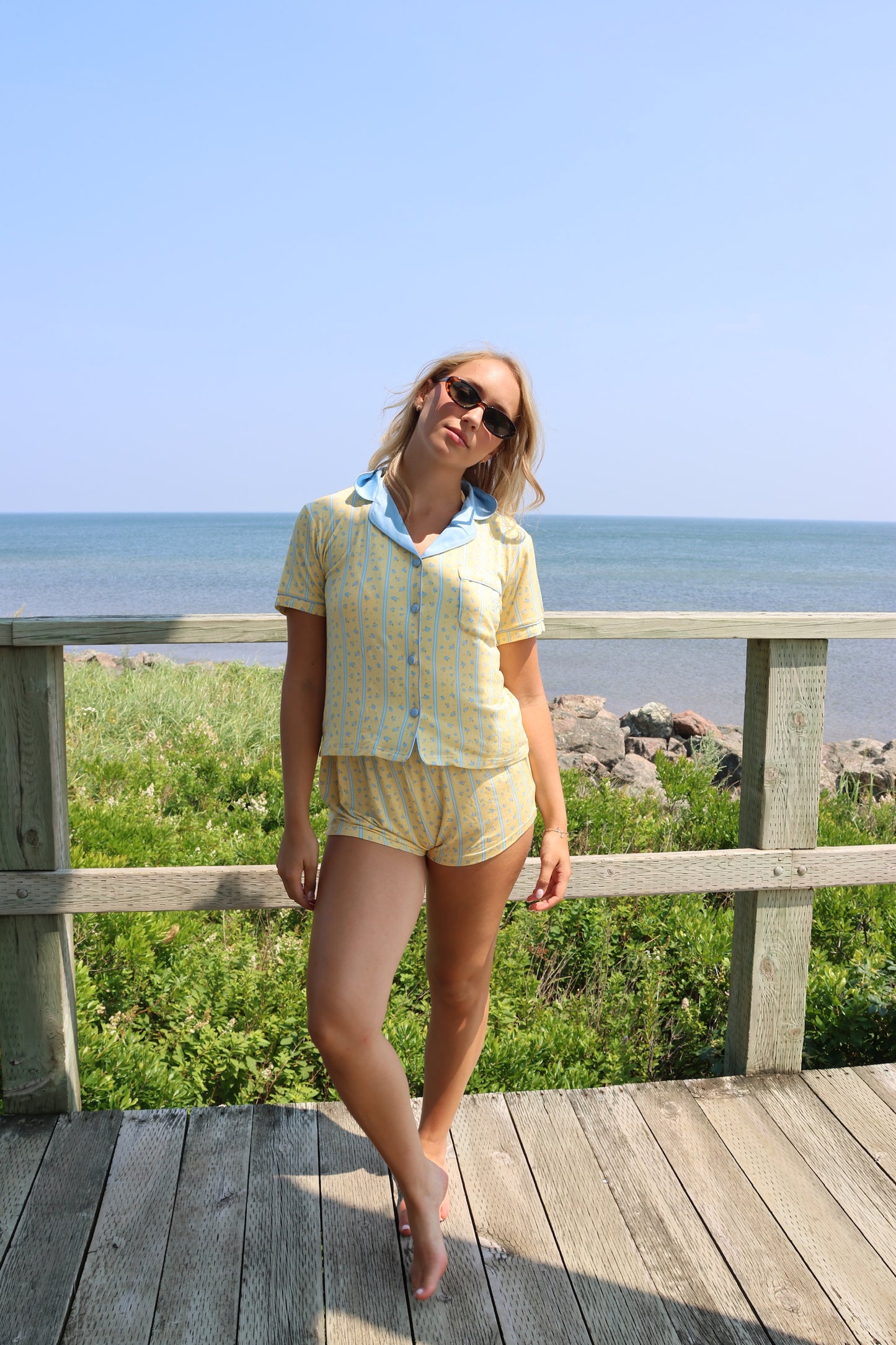Short sleeve luxury sleepwear set - The Marguerite
